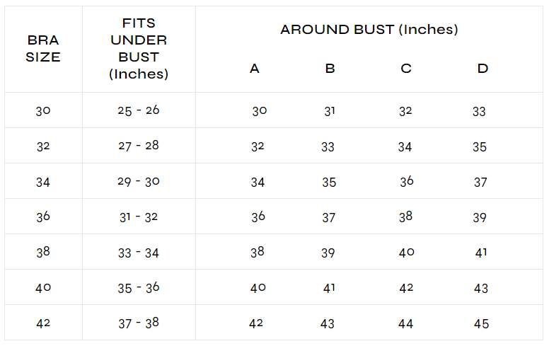 Bras Size Guide Chart